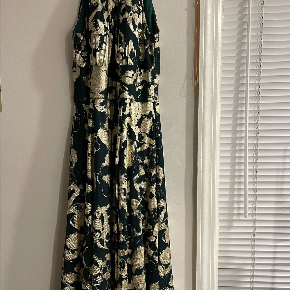 Betsy & Adam Green and Gold Maxi Dress